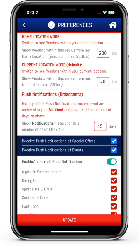 My Preferences Screen